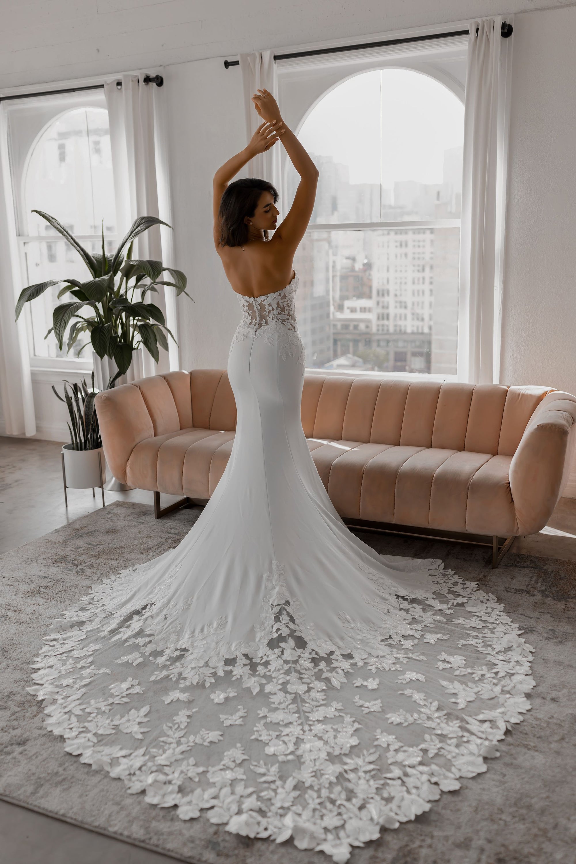 Mermaid Fitted Wedding Dress With Long Train Hailey Gown POPPY BRIDAL Mermaid Fitted Wedding Dress With Long Train Hailey Gown POPPY BRIDAL